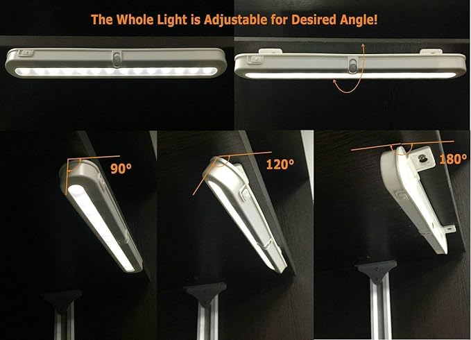 BLS T01LB LED Closet Light Super Bright 20 LED Under Cabinet Lighting Battery Powered/DC Input Wireless Motion Sensing Light, Motion & Light Sensor, Light Beam Adjustable, Black(2 Pack)
