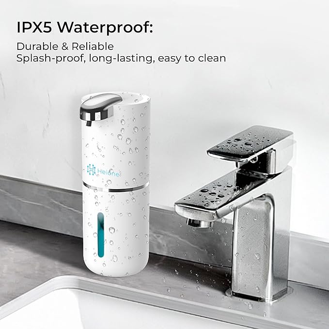 Automatic Soap Dispenser - Touchless Liquid Soap Pump for Kitchen Sink & Bathroom, USB-C Rechargeable, IPX5 Waterproof, Wall Mount or Countertop, 12.8oz (White)