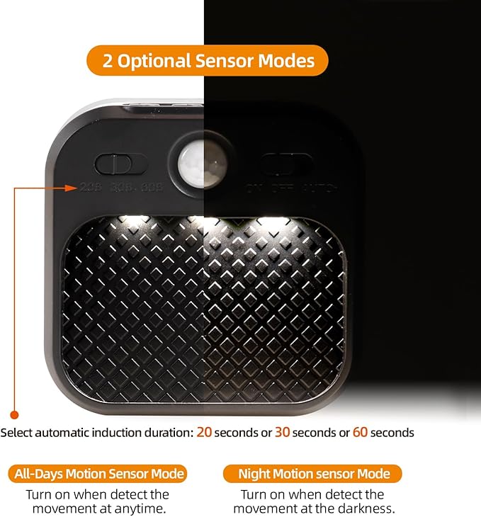 Motion Sensor Night Light Black, Rechargeable Magnetic Night Light with 3 Color Temperatures & Stepless Dimming, Timer Function, Soft Downward Anti-Glare Light for Hallway Stairs Closet Bedroom RV