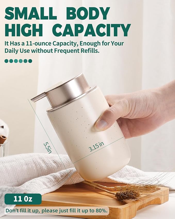 BosilunLife Foam Soap Dispenser - Ceramic Foaming Hand Dispenser for Bathroom Modern Farmhouse Small Soap Dispenser Lotion Hand Pump Dispenser for Kitchen Sink (Apricot, Foam Pump)