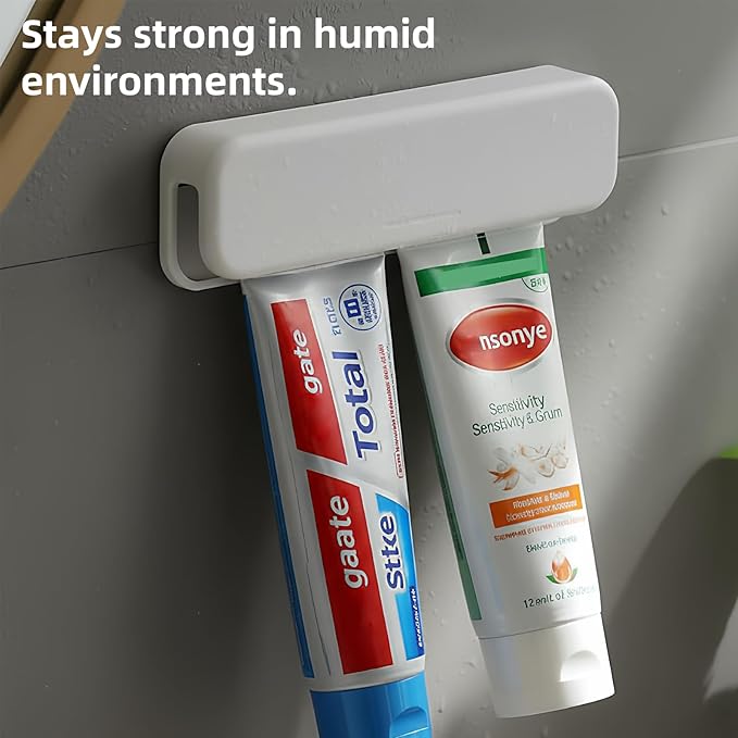 Toothpaste Holder, Toothpaste Clips, Tooth Paste Organizers Gripper for Bathrooms - Wall Mounted, White, Large, Round