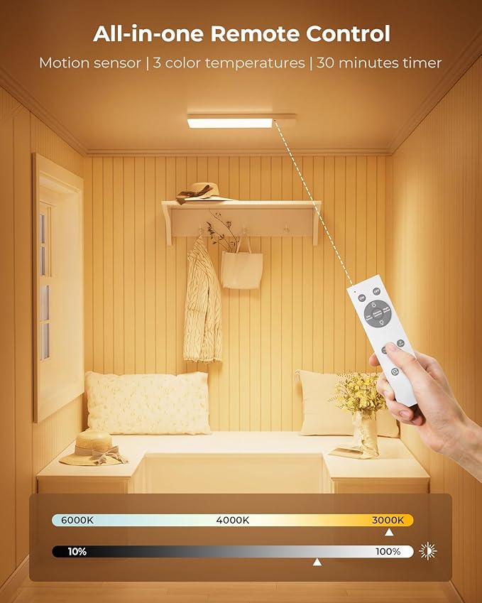 FULEN 2 Pack Rechargeable Motion Sensor Ceiling Light RGB Color,Closet Light, LED Shower Lights, Ceiling Lamp for Bathroom,Pantry,Garage