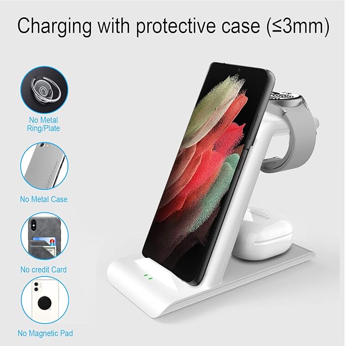 Wireless Charging Station for Samsung Wireless Charger Galaxy S26 Ultra/S25/S24/S23/S22/Note20 Z Fold Flip7 Galaxy Watch 8/7/6/5/4/3 Active 2/1 Stand Galaxy Buds4/4 Pro/3/2 Pro/Live Multiple Devices