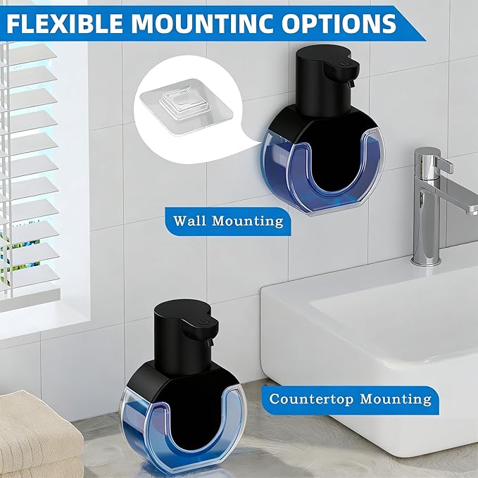 2Pack Automatic Soap Dispenser Touchless,Rechargeable Liquid Soap Dispenser,15oz/420ml Smart Hand Soap Dispensers,4-Level Adjustable, Wall Mount for Bathroom Kitchen Dish Soap,Hands-Free(Black)