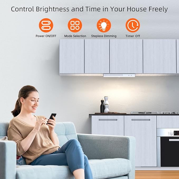 LED Closet Light with Charging Station, 6 Pcs 30LEDs 8'' Dimmer Rechargeable Motion Sensor Under Cabinet Lighting, Stick-Anywhere Night Light for Wardrobe,Kitchen