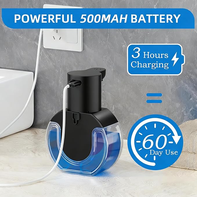 Automatic Soap Dispenser Touchless,Liquid Soap Dispenser USB Rechargeable,15oz/420ml Hand Soap Dispenser,4-Level Adjustable,Wall Mounted/Countertop Soap Dispenser for Bathroom Kitchen Dish Soap