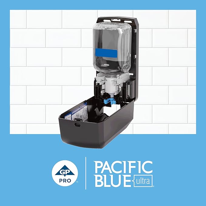 Georgia-Pacific (5305714) Pacific Blue Ultra Manual Push Soap Dispenser with Gentle Foam Hand Soap Refill Starter Kit