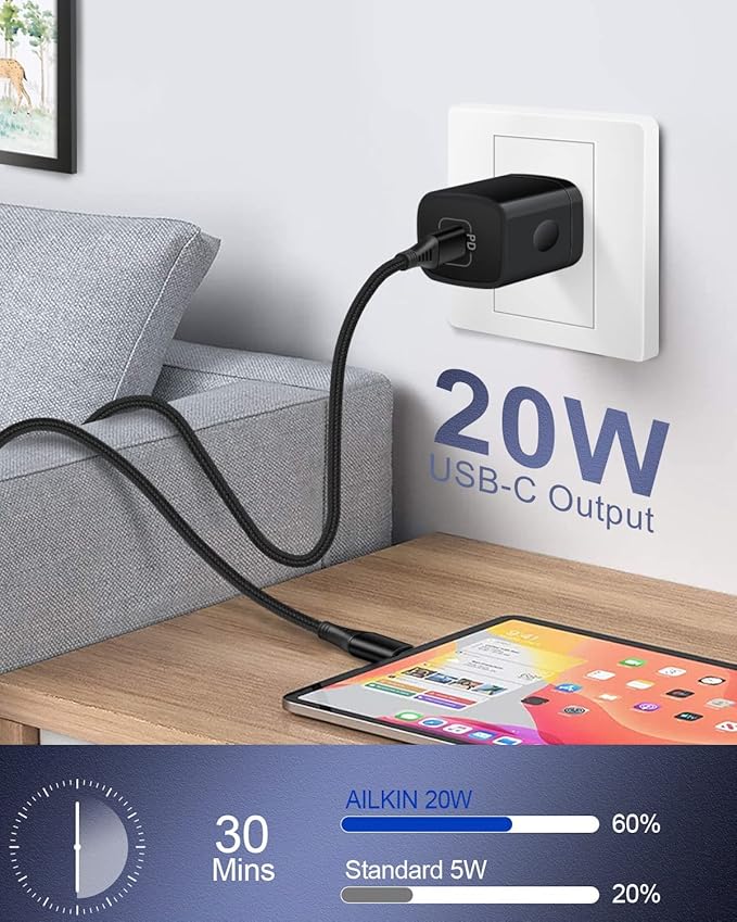 iPhone 17 16e USB C Wall Charger Adapter [60W/6FT] USB Type-C to USB-C Cable, Fast Charging 3.0 Block Plug Cube Brick Box, Android USBC to C Phone Power Charger Cord for iPhone 16e 16 Pro Max Plus 15
