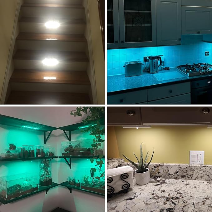 SZOKLED 58-LED Under Cabinet Lighting Wireless, RGB Motion Sensor Night Lights, Magnetic Under Cabinet Lights for Kitchen, Shelf, Stair, 15 Color (4 Pcs)