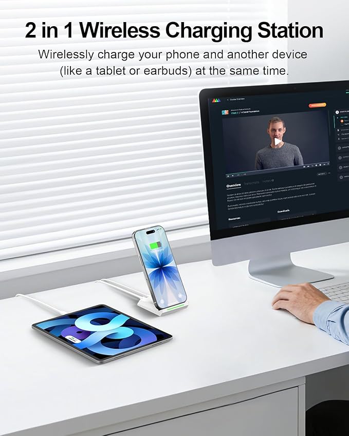 Fast Wireless Charging Stand, Equipped with PD 30W Adapter, High Speed Universal Charger with Extra USB-A Port Compatible with iPhone 17/16/15/14/13/12/11, for Samsung Galaxy S26/S25/S24/S23/S22