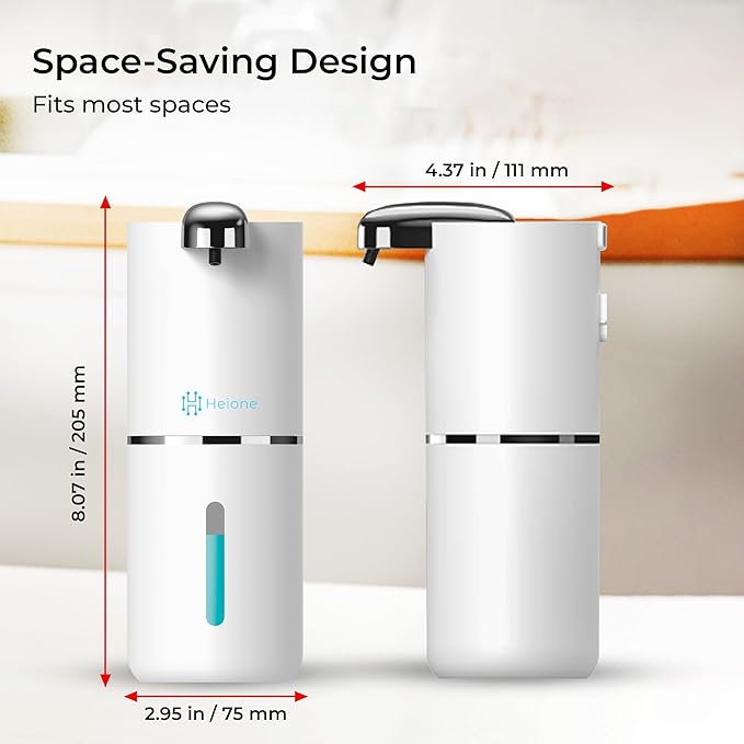 Automatic Soap Dispenser - Touchless Liquid Soap Pump for Kitchen Sink & Bathroom, USB-C Rechargeable, IPX5 Waterproof, Wall Mount or Countertop, 12.8oz (White)