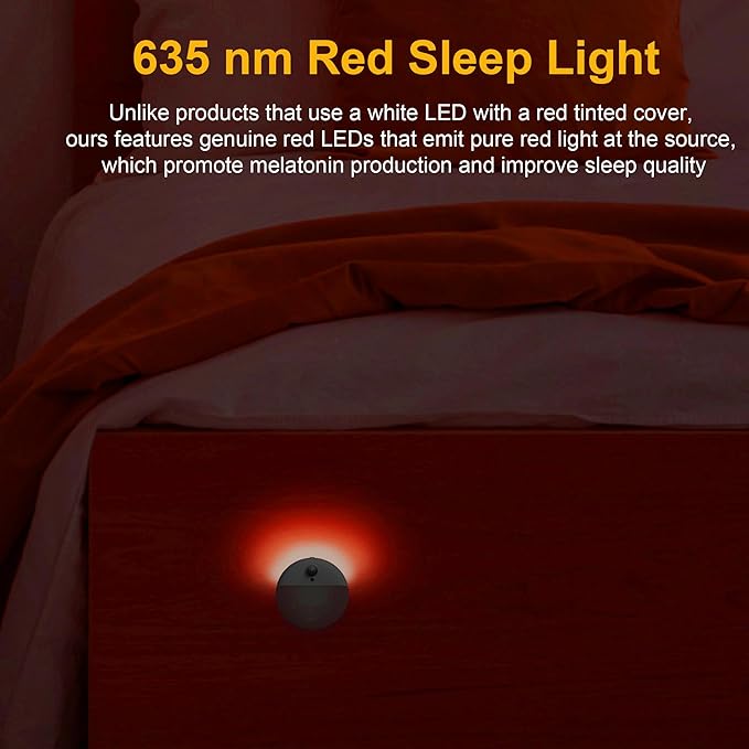 YUNLEX 2 Pack Red Night Light, Battery Operated Night Light, 2.6" Small Sticky Lights, Dimmable Motion Sensor Light, 3 Light Modes, Portable LED nightlight for Baby, Kids, Sleep, Bedroom, Bathroom