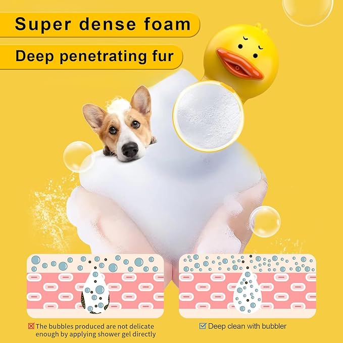 Electric Dog Shampoo Dispenser Dog Shampoo Sprayer Duck Shampoo Foamer for Pet, Foaming Soap Dispenser for Bathtub, Kitchen Sink Cleaning