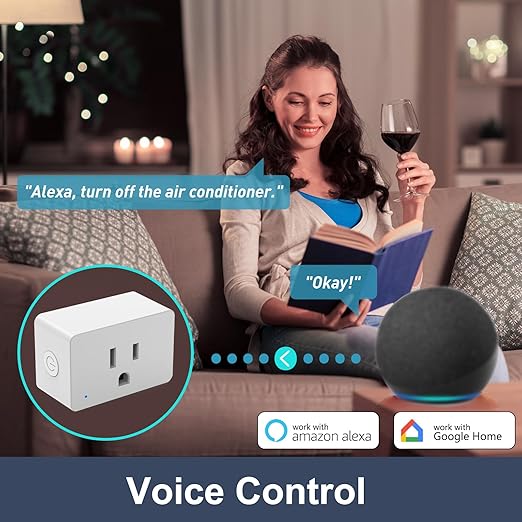 4 Pack Smart Plugs, WiFi Outlets Work with Alexa&Google Assistant, 15A/1800W Max, Smart Sockets with APP Control, Timer Plug with Group Control, No Hub Required, ETL & FCC Certified, 2.4Ghz only