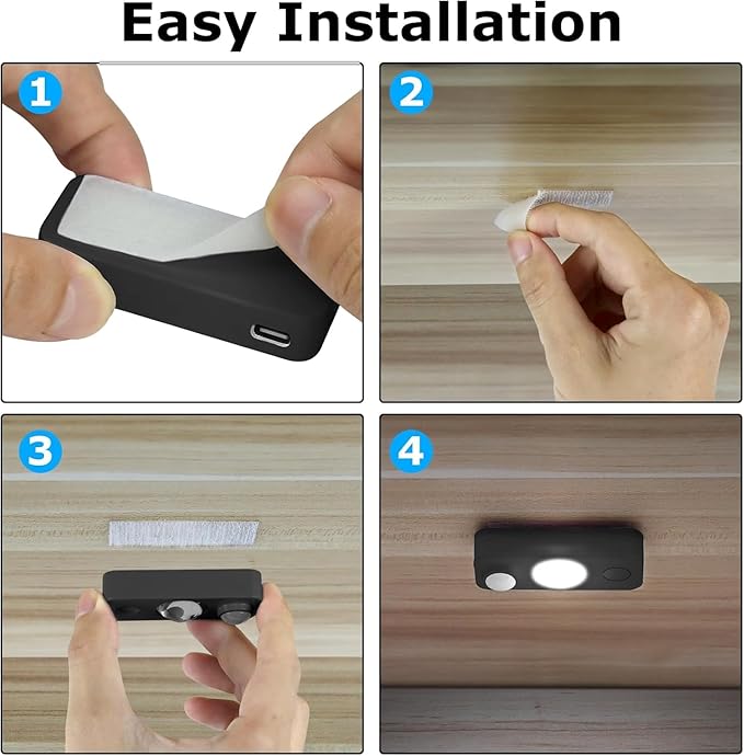 NIEGNOWOO LED Motion Sensor Puck Lights, Rechargeable Cabinet Lights, Stick on Wireless LED Night Light for Closet, Drawer, Shelf, Under Cabinet, Warm White 8Pack, USB Charging Cord Included
