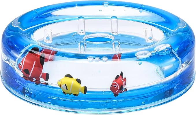 Locco Decor 4 Piece Acrylic Liquid 4D Floating Motion Bathroom Vanity Accessory Set Ocean Cartoon Animal Theme Fish Toothbrush Holder, Tumbler, Soap Dispenser, Soap Dish