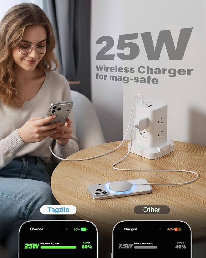 2Pack Magnetic Wireless Charger 25W Fast Charger for iPhone 17/16/15/14/13/12 Series & AirPods, Portable Wireless Charging Pad for Travel Home Office Desk, 10FT-White