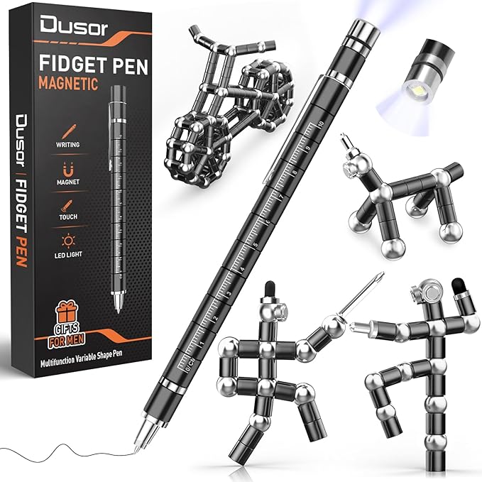 Dusor Gifts for Men Fidget Pen, Fathers Day Gift for Husband Dad Brother Boyfriend Multifunction Pen, Anniversary Birthday Fathers Day Gift from Daughter Son Wife, Cool Stuff Gadgets for Teens Boy
