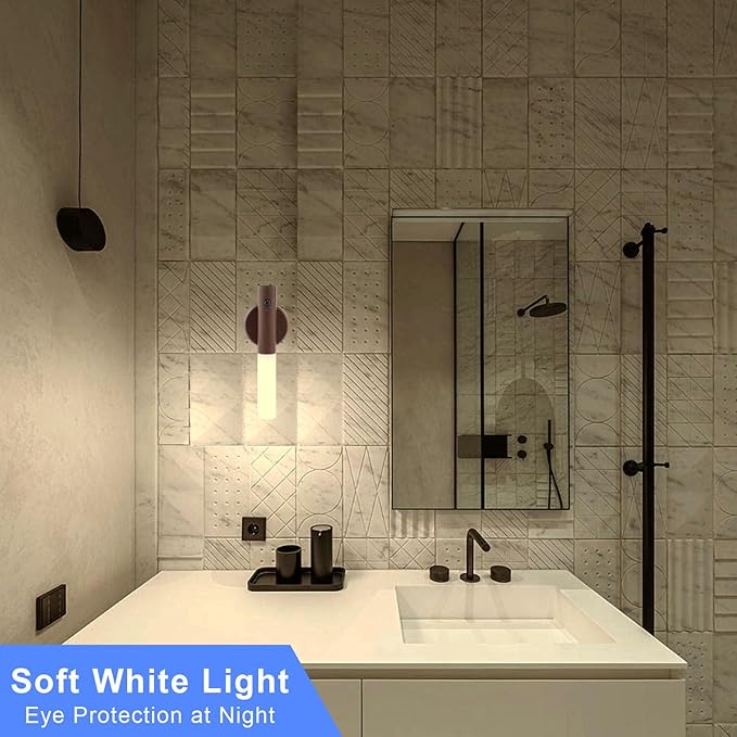 LANDGOO LED Magnetic Wall Sconces Lights Automatic Motion Sensor Wireless Wall Mounted Lamp Rechargeable Battery Operated Indoor 360° Rotation for Bedroom Living Room (Black Walnut Wood 1PC)