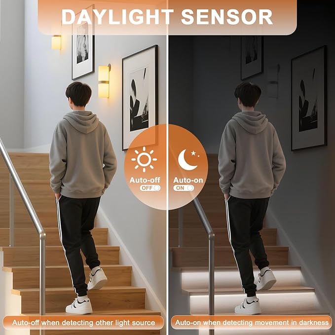 Smart Motion Sensor Stair Light for Indoor, No Wiring Required 40 inches Long COB LED Stair Lights Indoor with Remote Controller (Cool White 6000K, 16 Stairs)