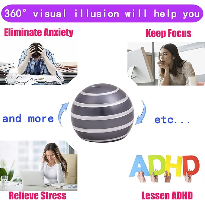 Desk-Fidget-Toys for Kinetic-Toy: Cool-Gadgets Cool-Stuff for Adults Kids Teens, Spinning Up to 180 Seconds, Stress Relief Toy for Christmas Optical-Illusion Gift for Office School Home Women Men