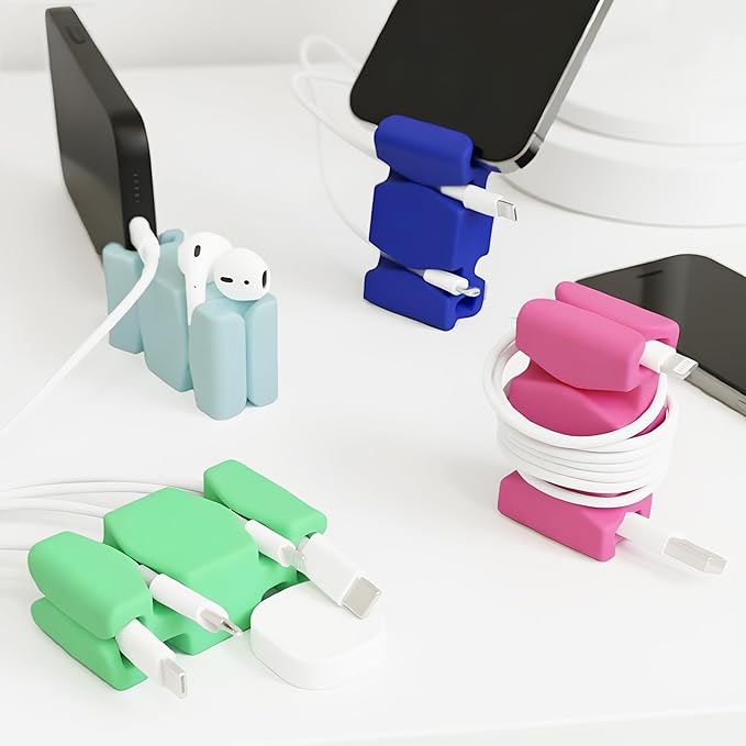 CordBrick 4PK Silicone & Steel Weighted Cord Holders for Bedside. Travel Phone Cable Organizers. Multiuse iPhone Accessories. Small Gifts for Him, College Student. Tech Gadgets for Teenagers. Assorted