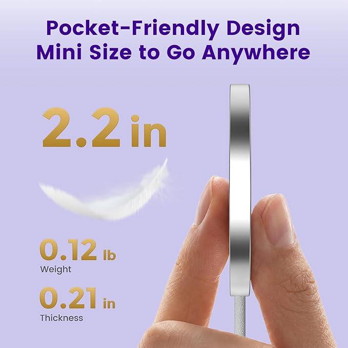 25W Magnetic Wireless Charger: Qi2.2 Qi2 Fast Charging Pad for iPhone 17 16 15 14 13 12 Pro Max, Samsung Galaxy S26 S25, Google Pixel 10, AirPods-Slim Portable for Travel Bedside Office-White 2 Pack