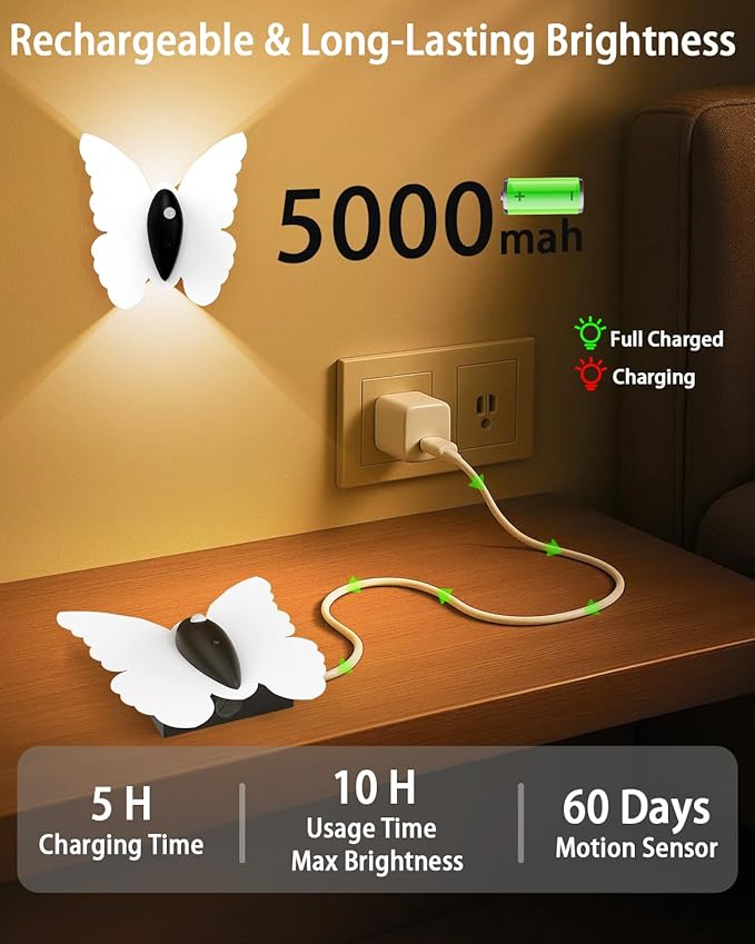 Rechargeable Motion Sensor Wall Light: 3 Colors Wireless Wall Sconces Set of Two with Remote Magnetic Motion Sensor Stair Lights Indoor 5000mAh Battery Powered Wall Lamps for Hallway Bedroom (White)