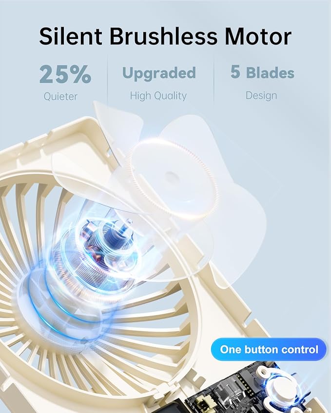 TriPole Mini Portable Desk Fan Rechargeable Ultra Quiet Small Fan 4.5 Inch Personal Travel Fan with 180° Tilt Folding and 3 Speeds Adjustable for Office Desktop Bedroom (Beige)