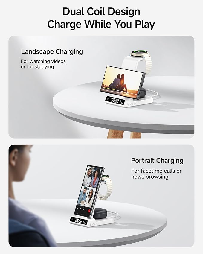 Wireless Charger for Samsung, 3 in 1 Wireless Charging Station for Samsung Galaxy S25 Ultra/S24 Ultra/S23/S22/Note 20/Z Flip 6/Fold 6, Charger for Samsung Galaxy Watch Ultra/8/7/6, Galaxy Buds 3/3 Pro
