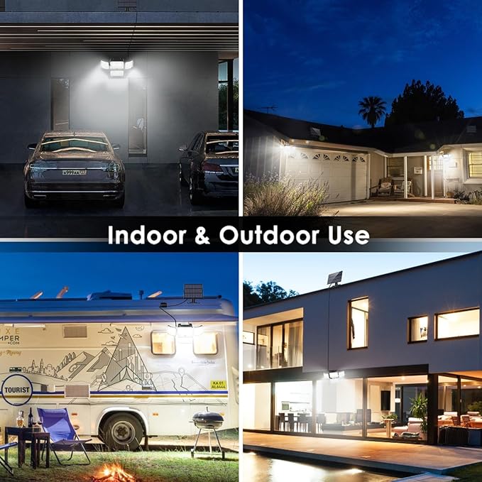 CLAONER Solar Outdoor Lights Motion Sensor 3500LM 288 LED Security Light with Remote Control IP67 Waterproof 4 Heads Flood Lights (6 Pack)