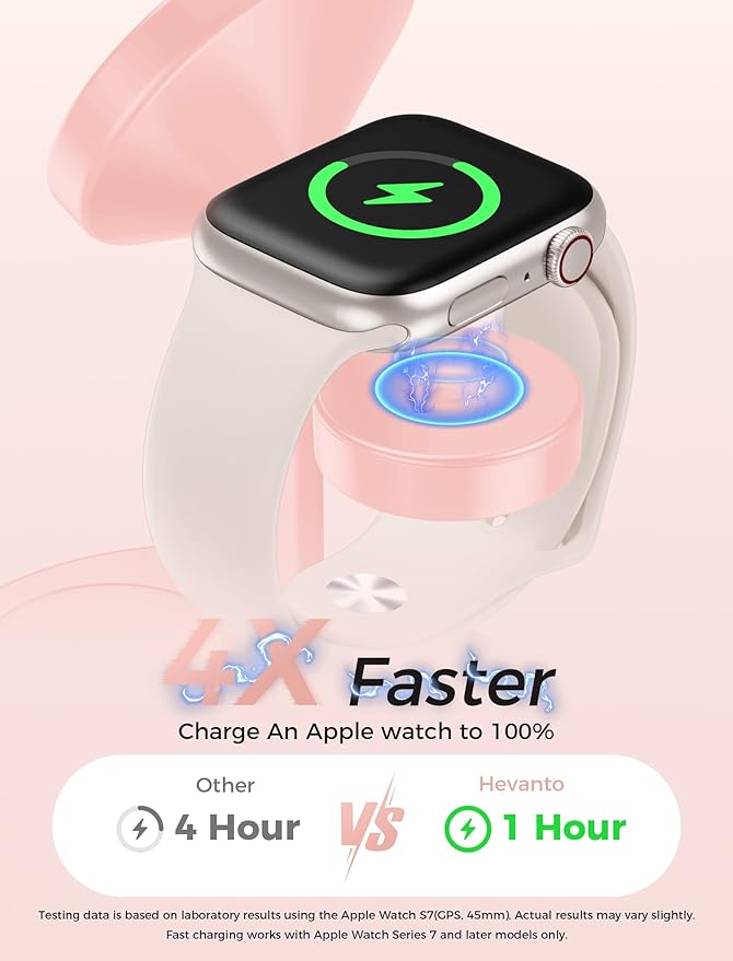 Hevanto 2026 3 in 1 Wireless Charging Station for Apple MagSafe Charger, 15W Fast Mag-Safe Charger Stand for iPhone 17 16 15 14 13 12 Apple Watch AirPods Compatible with MagSafe, Pink