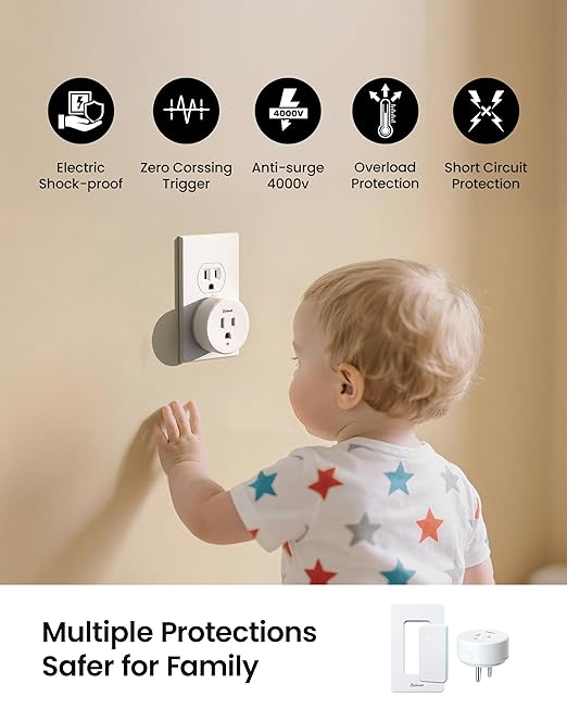Zoiinet Remote Control Outlet Plug Switch, Buckle Design & Removable Wireless Light Switch, 300 ft, 15A/1500W, Programmable, for Household Appliances(3 Pack)