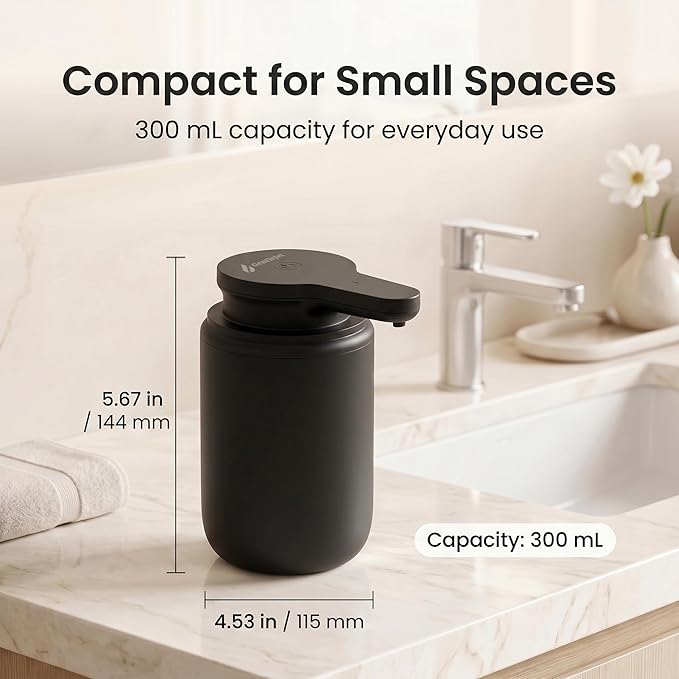 GentleJet SimpleFoam Automatic Foaming Soap Dispenser Touchless Sensor, USB-C Rechargeable, IPX5 Waterproof, Dual Output for Bathroom Kitchen Sink, ABS Compact Design