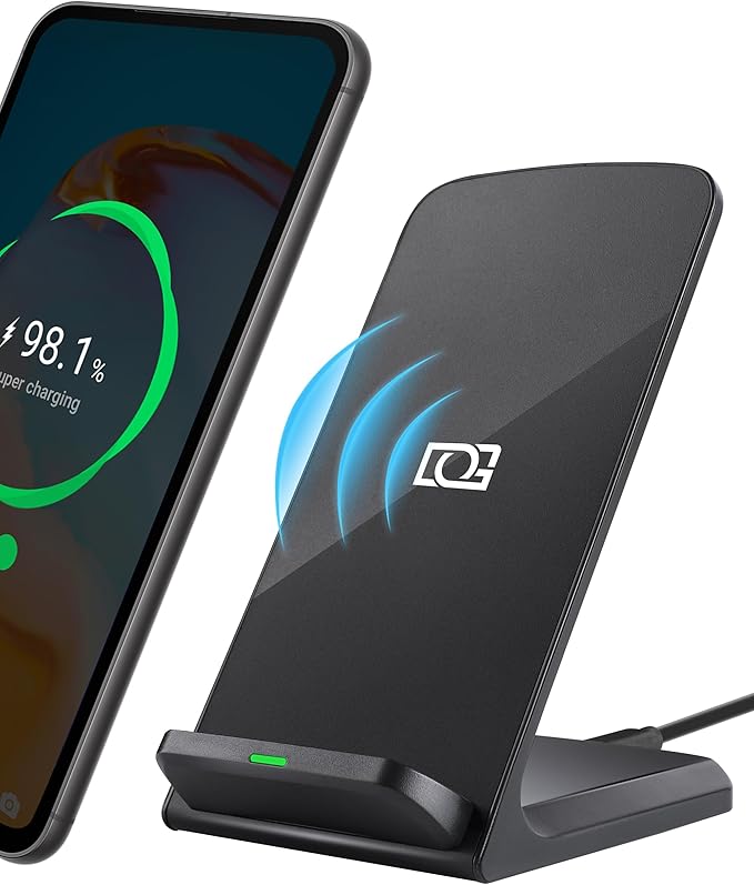 Wireless Phone Charger, 15W Fast Qi Wireless Charge Stand for iPhone 17 Pro Max 16 15 14 13 12 Plus 11 Samsung Galaxy S26 Ultra Z Note Pixel 10 (Classic Black)