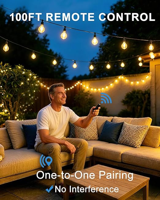 Outdoor Dimmer Plug for String Lights with Remote, 600W Plug-in Dimmer Switch Dusk-to-Dawn Sensor + Timer, Power Outage Memory, IP65 Waterproof, No App No WiFi, for Patio, Indoor & Holiday Lights