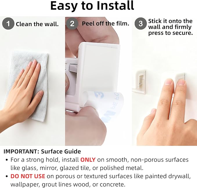 4 Pack Toothpaste Holder by JM.JEEMI, Toothpaste Clips for Bathroom, Tooth Paste Organizer Holder Gripper for Face Cream Tubes with 1 Toothpaste Squeezer - Wall Mounted, White, Small