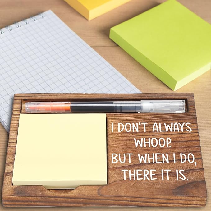 Funny Whoop Sticky Note Holder, Quirky Desk Organizer, Humor Office Gift for Coworkers, Friends, Bosses, Self-Stick Note Pad Holders EDP128