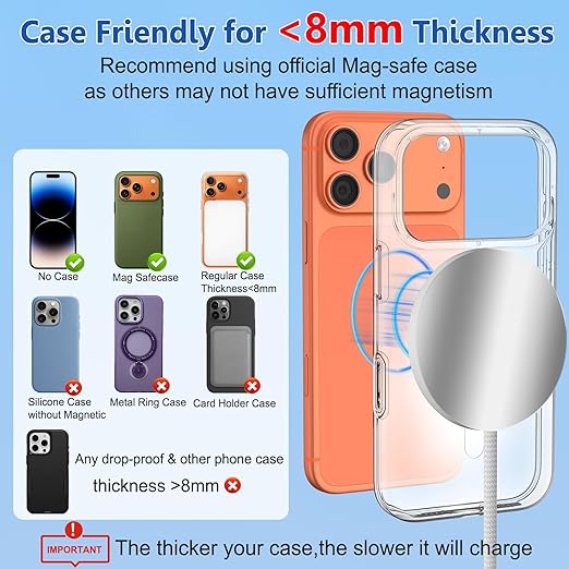 Herfair 25W Wireless Charger for iPhone 17 Qi2.2 Certified Ultra Fast Charging Magnetic Pad Compatible with iPhone 17/17Pro/17Air/17 Pro Max/16/16 Pro/15 Series, iPhone 14/13/12 Series