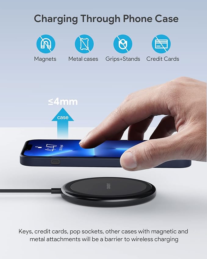 COKOEYE Wireless Charger, 15W Max Fast Wireless Charging Pad 2-Pack Compatible with iPhone 17/17 Air/17 Pro/17 Pro Max/16/15/14/13/12/Samsung S24/S24Ultra/S23Ultra/S22/S21,AirPods Pro2