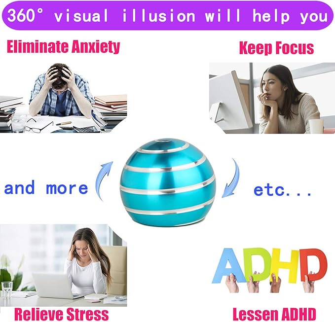Desk-Kinetic-Toys Cool-Gadgets for Fidget: Cool-Stuff Thing Game Toy for Adult Teen Children Kid, Stress Relief Optical-Illusion Gifts for Office School Home Man Women Christmas Spinning 300 Seconds