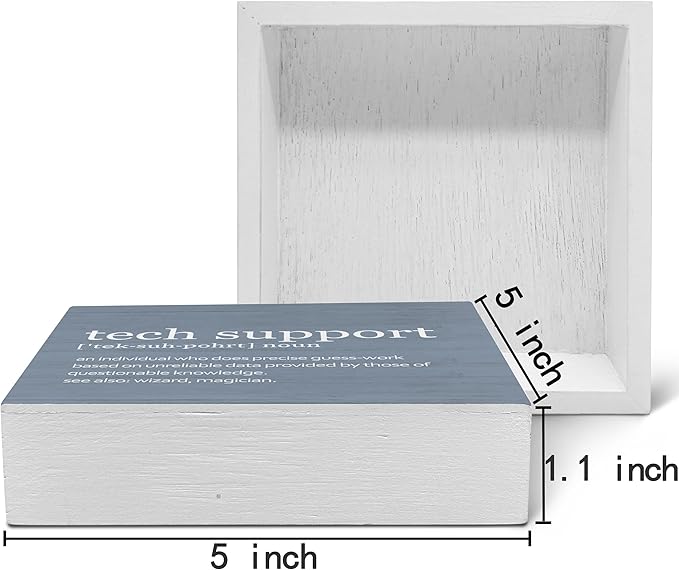 SRADMO Tech Support Office Wood Box Sign Desk Decor, Tech Support Gifts, Gifts For It Tech Guys, Desk Decorations Office, It Tech Gifts Wooden Box Sign Decoration, Tech Support Table Decor(Blue)