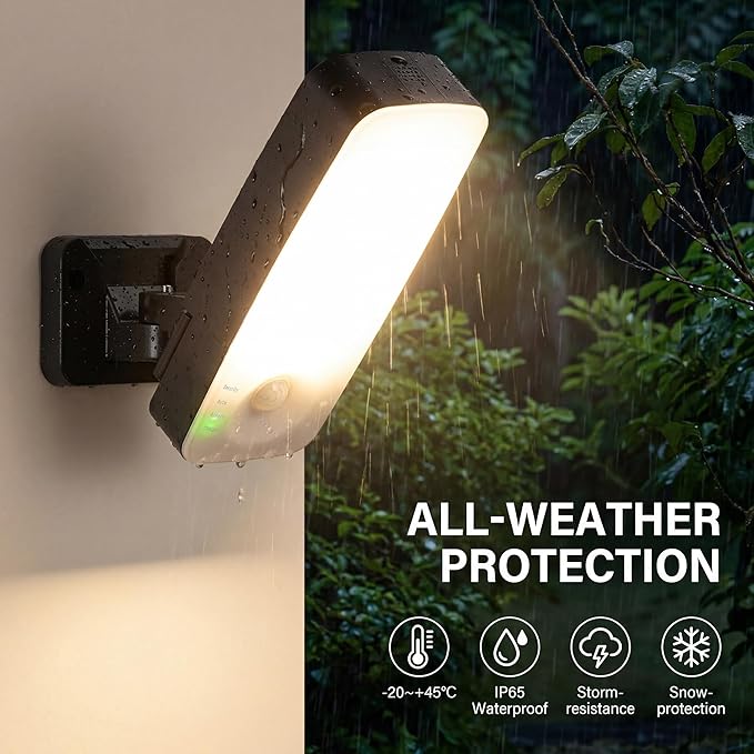 Motion Sensor Outdoor Lights, 10000mAh Rechargeable Battery Operated Outdoor Wall Lights with Remote, 3 Modes, 3CCT Dimmable, IP65 Waterproof Outdoor Security Lights for Garage, Yard, Fence(1 Pack）