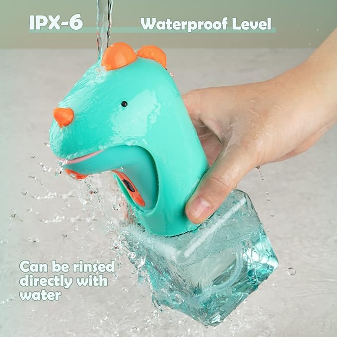 Seawah Automatic Soap Dispenser for Kids,IPX6 Waterproof Cute Dinosaur Foam Smart Hand Foaming Touchless Soap Dispenser for Bathroom Countertop, 8.7oz/250ML