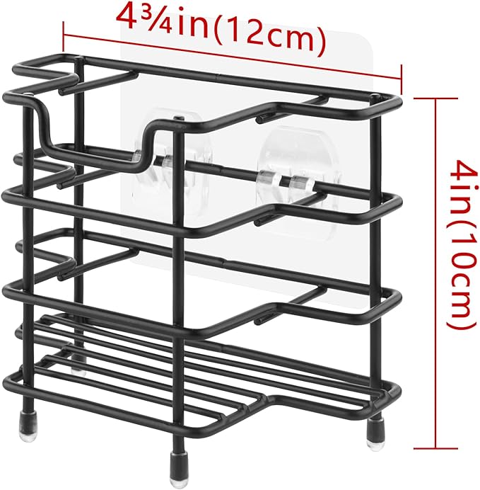 Linkidea Wall Mount Toothbrush Holder for Shower, Stainless Steel Tooth Brush Stand, Countertop 3 Slots Organizer Compatible with Colgate Extra Clean, Oral-B CrossAction (Black)