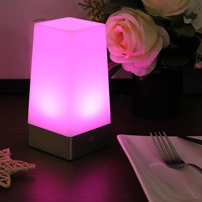 WRalwaysLX LED Square Night Light with Remote Control,Color Changing Table Lamp Battery Operated Lamp for Kids Room, Bedroom,Kitchen USE 3xAA Battery (not Include)