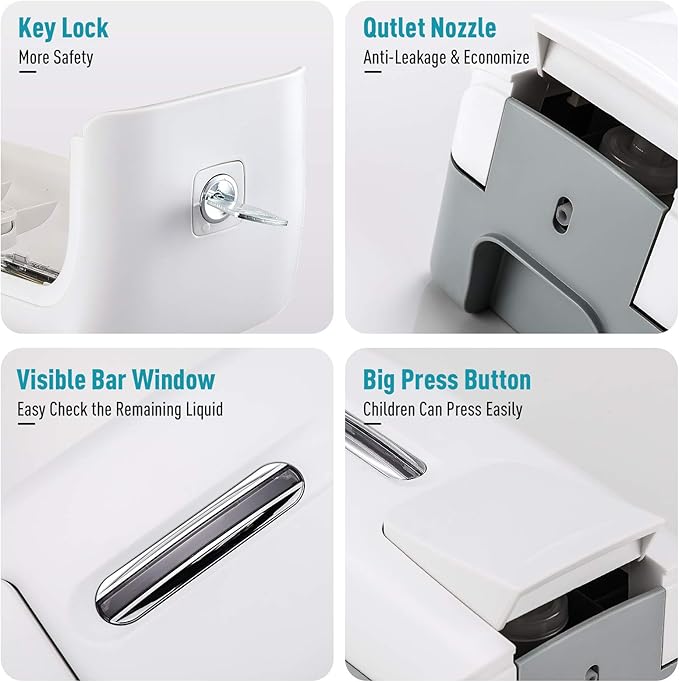 interhasa! Soap Dispenser Wall Mount Refillable 28oz Hand Sanitizer Dispenser Commercial Hand Soap Dispenser for Bathroom Support Liquid Gel Soap