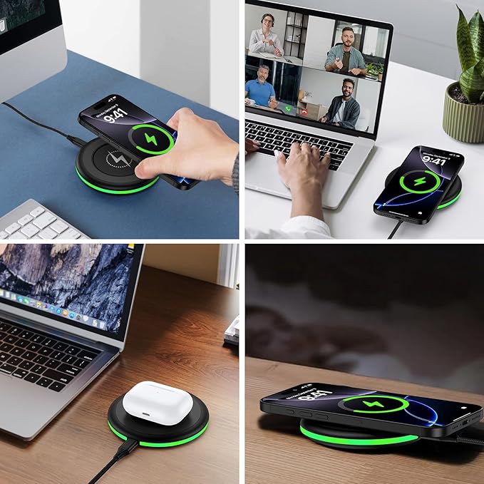 for S25 Edge Wireless Charger Pad for Samsung Galaxy S25 Ultra S25+ S25 FE S24 S23 Z Fold/Flip 7, 15W Android Fast Charging Station with 18W Adapter for iPhone 17 Pro Max 16e 16 15 Plus,Pixel 10 9a 9