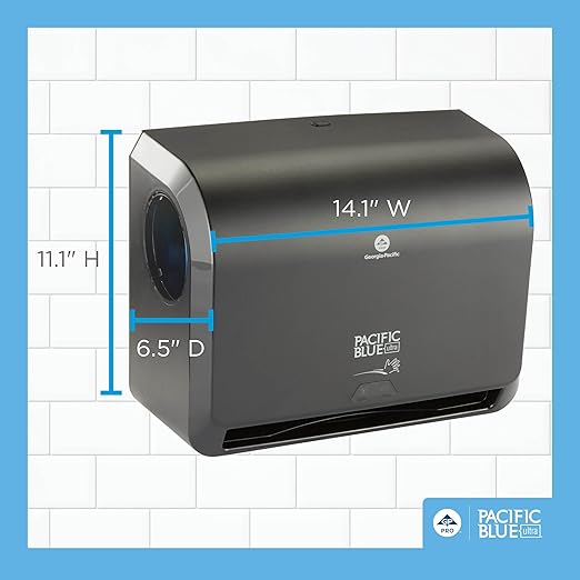 Georgia-Pacific Pacific Blue Ultra 9" Mini Automatic Paper Towel Dispenser by GP PRO (Georgia-Pacific), Black, 54518, 14.1" W x 6.5" D x 11.1" H - New Version