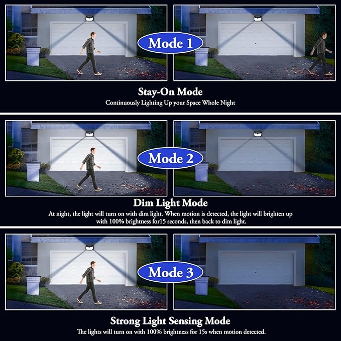 Solar Outdoor Lights, 16-Pack Super Bright 178 LEDs Motion Sensor Wall Light with 270° Wide Angle & 3 Modes, Waterproof Solar Powered Security Light for Patio Garden Garage Front Door